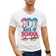 100 Days Of School Baseball Drip Bat 100th Day Of School Boy Men's V-Neck T-Shirt 100 Days Of School Baseball Drip Bat 100th Day Of School Boy Men's V-Neck T-Shirt