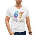 67 Meme Baseball Kids Girls Humor Number 6 7 Men's V-Neck T-Shirt