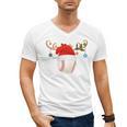 Baseball Christmas Reindeer Santa Hat Sports Player Xmas Men's V-Neck T-Shirt