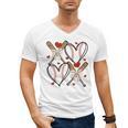 Coquette Bow XOXO Baseball Lover Heart Valentine Game Day Men's V-Neck T-Shirt