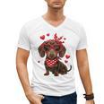 Dachshund Valentines Day Wiener Dog Lover Weenie Heart Raglan Baseball Tee Men's V-Neck T-Shirt Dachshund Valentines Day Wiener Dog Lover Weenie Heart Raglan Baseball Tee Men's V-Neck T-Shirt