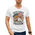 Faith Family Freedom Patriotic Christian Baseball Game Day Men's V-Neck T-Shirt Faith Family Freedom Patriotic Christian Baseball Game Day Men's V-Neck T-Shirt