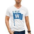 Fly The W Chicago Baseball Winning Flag Distressed Premium Tri-Blend Men's V-Neck T-Shirt