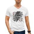 Game Day Baseball Retro Checkered Baseball Men's V-Neck T-Shirt