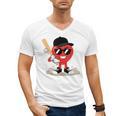 Heart Playing Baseball Valentine Baseball Men's V-Neck T-Shirt Heart Playing Baseball Valentine Baseball Men's V-Neck T-Shirt