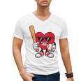 Heart Playing Baseball Valentines Day Men's V-Neck T-Shirt Heart Playing Baseball Valentines Day Men's V-Neck T-Shirt