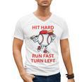 Hit Hard Run Fast Turn Left Baseball Player Premium Tri-Blend Men's V-Neck T-Shirt Hit Hard Run Fast Turn Left Baseball Player Premium Tri-Blend Men's V-Neck T-Shirt