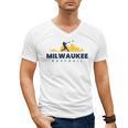 Milwaukee Baseball Minimalist City Skyline Baseball Lover Men's V-Neck T-Shirt