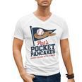 Pat's Pocket Pancakes Flag Baseball On Pancake Men's V-Neck T-Shirt Pat's Pocket Pancakes Flag Baseball On Pancake Men's V-Neck T-Shirt