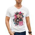 Punk Girl With Anger Kanji And Baseball Bat Men's V-Neck T-Shirt