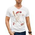 Skeleton Batting Baseball Halloween Boys Men Kids Men's V-Neck T-Shirt Skeleton Batting Baseball Halloween Boys Men Kids Men's V-Neck T-Shirt