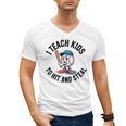I Teach Kids To Hit And Steal Baseball Softball Coach Men's V-Neck T-Shirt I Teach Kids To Hit And Steal Baseball Softball Coach Men's V-Neck T-Shirt
