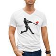 Valentines Day Baseball Batter Silhouette Heart Men Boys Kid Men's V-Neck T-Shirt Valentines Day Baseball Batter Silhouette Heart Men Boys Kid Men's V-Neck T-Shirt