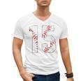 Vintage Distressed Baseball Number 15 Jersey Player Uniform Men's V-Neck T-Shirt