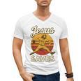 Youth Boy Baseball Jesus Saves Christian Baseball Religious Men's V-Neck T-Shirt