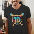 10 Years Old 10th Birthday Baseball Ice Cream Dripping Boys Men's V-Neck T-Shirt 10 Years Old 10th Birthday Baseball Ice Cream Dripping Boys Men's V-Neck T-Shirt