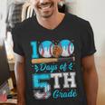 100 Days Of 5th Grade Baseball 100th Day Of School Boys Kids Men's V-Neck T-Shirt