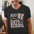 100 Days Of School Baseball 100th Day Of School Coquette Bow Men's V-Neck T-Shirt