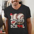 100 Days Of School Baseball 100th Day Of School Kids Teacher Men's V-Neck T-Shirt 100 Days Of School Baseball 100th Day Of School Kids Teacher Men's V-Neck T-Shirt