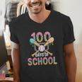 100 Days Of School Baseball 100th Day Of School Men's V-Neck T-Shirt 100 Days Of School Baseball 100th Day Of School Men's V-Neck T-Shirt