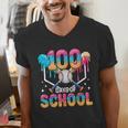 100 Days Of School Baseball Boys Ice Cream Drip 100th Day Men's V-Neck T-Shirt 100 Days Of School Baseball Boys Ice Cream Drip 100th Day Men's V-Neck T-Shirt
