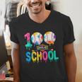 100 Days Of School Baseball Boys Kids Colorful 100th Day Men's V-Neck T-Shirt 100 Days Of School Baseball Boys Kids Colorful 100th Day Men's V-Neck T-Shirt