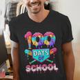 100 Days Of School Baseball Boys Kids Men's V-Neck T-Shirt 100 Days Of School Baseball Boys Kids Men's V-Neck T-Shirt
