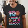 100 Days Of School Baseball Donut Dripping Teacher Boys Kids Men's V-Neck T-Shirt 100 Days Of School Baseball Donut Dripping Teacher Boys Kids Men's V-Neck T-Shirt