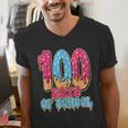 100 Days Of School Baseball Drip 100th Day Of School Men's V-Neck T-Shirt 100 Days Of School Baseball Drip 100th Day Of School Men's V-Neck T-Shirt