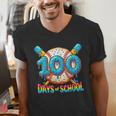 100 Days Of School Baseball Drip Boys 100th Day Of School Men's V-Neck T-Shirt 100 Days Of School Baseball Drip Boys 100th Day Of School Men's V-Neck T-Shirt