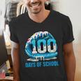 100 Days Of School Baseball Drip Ice Cream Kid Boy 100th Day Men's V-Neck T-Shirt 100 Days Of School Baseball Drip Ice Cream Kid Boy 100th Day Men's V-Neck T-Shirt