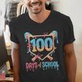 100 Days Of School Baseball Drip 100 Days Of School Men's V-Neck T-Shirt 100 Days Of School Baseball Drip 100 Days Of School Men's V-Neck T-Shirt