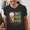 100 Days Of School Baseball Ice Cream Drip Boys Kids Player Men's V-Neck T-Shirt 100 Days Of School Baseball Ice Cream Drip Boys Kids Player Men's V-Neck T-Shirt