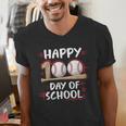 100 Days Of School Baseball Theme Kids Teens Boys 100th Day Men's V-Neck T-Shirt 100 Days Of School Baseball Theme Kids Teens Boys 100th Day Men's V-Neck T-Shirt