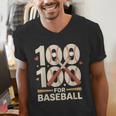 100 Days Of School Baseball Love Valentine’s Day Men Women Men's V-Neck T-Shirt