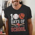 100 Days Of School Baseball Player Teacher Student Men's V-Neck T-Shirt 100 Days Of School Baseball Player Teacher Student Men's V-Neck T-Shirt
