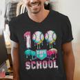 100 Days Of School Boys Kids 100th Day Of School Baseball Men's V-Neck T-Shirt 100 Days Of School Boys Kids 100th Day Of School Baseball Men's V-Neck T-Shirt