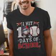 100 Days Of School Dabbing Baseball Hit Student Kids Boys Men's V-Neck T-Shirt