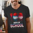 100 Days Of School Dripping Baseball 100th Day Teacher Boy Men's V-Neck T-Shirt 100 Days Of School Dripping Baseball 100th Day Teacher Boy Men's V-Neck T-Shirt
