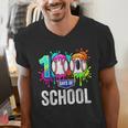 100 Days Of School Dripping Baseball Boys Kids Teacher Men's V-Neck T-Shirt