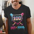 100 Days Of School Ice Cream Drip Baseball 100 Days Smarter Men's V-Neck T-Shirt 100 Days Of School Ice Cream Drip Baseball 100 Days Smarter Men's V-Neck T-Shirt