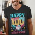 100 Days Of School Kids Baseball Drip 100th Day Of School Men's V-Neck T-Shirt 100 Days Of School Kids Baseball Drip 100th Day Of School Men's V-Neck T-Shirt