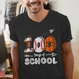 100th Day Of School Basketball Baseball Football Kids Boys Men's V-Neck T-Shirt 100th Day Of School Basketball Baseball Football Kids Boys Men's V-Neck T-Shirt
