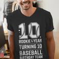 10th Birthday Rookie Of The Year Baseball Double Digit Humor Men's V-Neck T-Shirt 10th Birthday Rookie Of The Year Baseball Double Digit Humor Men's V-Neck T-Shirt