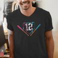 12th Birthday Baseball Ice Cream Drip 12 Years Old Boy Kids Men's V-Neck T-Shirt