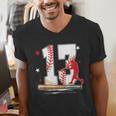 13 Years Old Baseball Birthday Boy 13th Bday Party Men's V-Neck T-Shirt