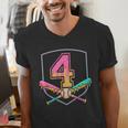 4th Birthday Baseball Bat Ice-Cream Drip 4yrs Old Boys Girls Men's V-Neck T-Shirt