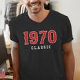 55 Year Old 1970 Classic Baseball Fan 55th Birthday Men's V-Neck T-Shirt 55 Year Old 1970 Classic Baseball Fan 55th Birthday Men's V-Neck T-Shirt