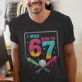 I Was 6 Now Im 7 Ice Cream Drip Baseball For Men Women Kids Men's V-Neck T-Shirt I Was 6 Now Im 7 Ice Cream Drip Baseball For Men Women Kids Men's V-Neck T-Shirt