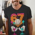 6 7 Ice Cream Drip Baseball Number 67 Player Boy Girl Kids Men's V-Neck T-Shirt